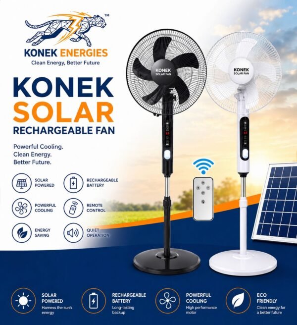Konek Solar Rechargeable Fan